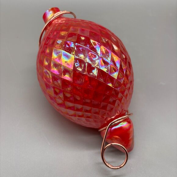 Art Glass Optic Iridescent Red Finial Sculpture Decorative Wire Wrap Large 8" - Picture 2 of 7